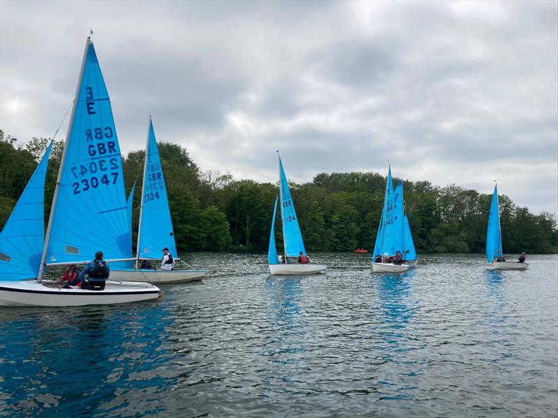 Startline action during the Silver Wing Enterprise Open photo copyright Helen Evans taken at Silver Wing Sailing Club and featuring the Enterprise class