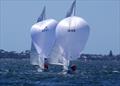 Come Monday AUS1332 and Quandong AUS1245 contest the Etchells 2025 Australian championship regatta © Jeanette Severs