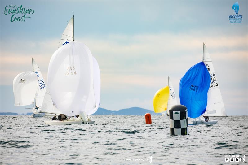 Ciao and First Tracks Match Race into the finish of Race 4 on day 2 of the Etchells Australian Nationals - photo © Nic Douglass / www.AdventuresofaSailorGirl.com