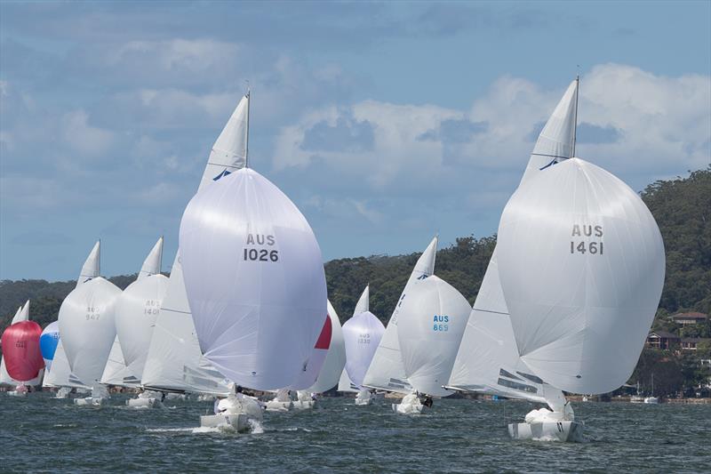 Havoc and Flirtation bring the fleet down to the bottom mark. - photo © Alex McKinnon