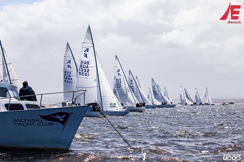 Start for Race 2 - AUS1332 were OCS - Etchells Australian Championship - photo © Nic Douglass @sailorgirlhq