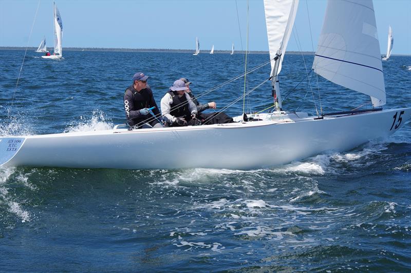 When he and his crew presented with the championship trophy on Tuesday evening, Graeme Taylor announced his Etchells Magpie was for sale at the Etchells Australian Championship - photo © Jeanette Severs