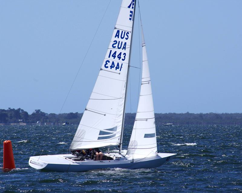 A new boat to Metung fleet, Leading Edge AUS1443, finished 15th overall in Etchells 2025 Australian championship. Helmed by Fred Haes and crewed by Adrian France and Will Crooke, Leading Edge finished twice in the top 10 for a best finish of 4th in race 5 - photo © Jeanette Severs