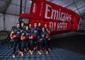 The Emirates Great Britain SailGP Team alongside their new wing of their F50 catamaran  Sydney, Australia © Bob Martin/SailGP