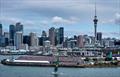 Australia SailGP Team helmed by Tom Slingsby head towards the finish marker win the final race on Race Day 2 of The Rolex SailGP Championship ITM New Zealand Grand Prix in Auckland