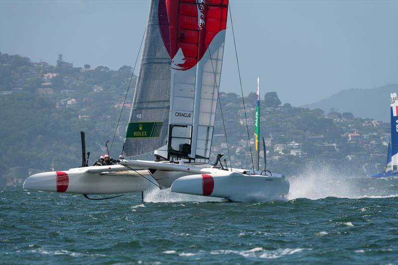 Team Japan crosses the finish in race two. Practice race day, Event 2, Season 1 SailGP event in San Francisco - photo © Chris Cameron for SailGP