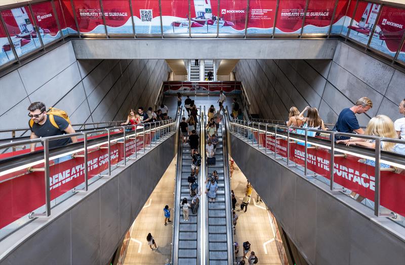 Rockwool Denmark SailGP branding in Kongens Nytorv The Kings New Square  metro station ahead of the Rockwool Denmark Sail Grand Prix in Copenhagen, Denmark. 16th August 2022 - photo © Jon Buckle/SailGP