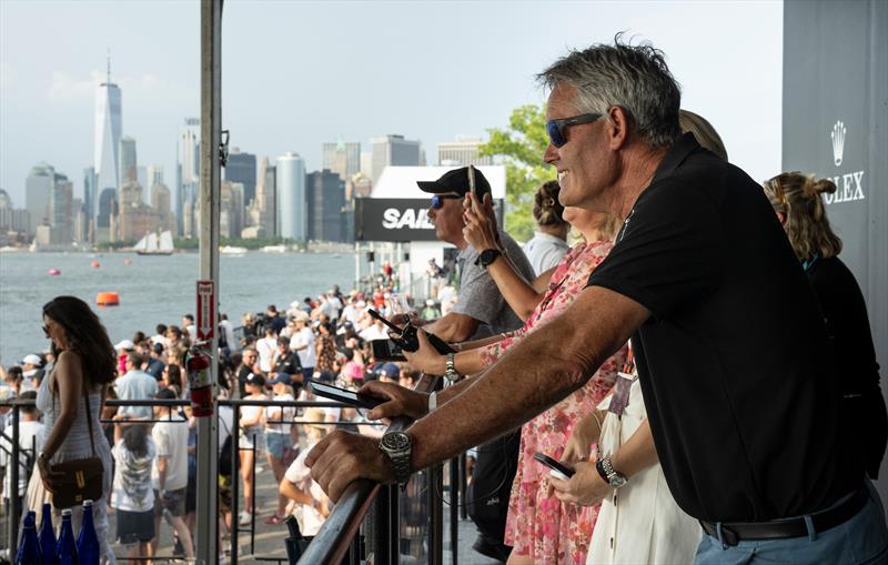 Sir Russell Coutts, SailGP CEO, watches Loud Luxury on Race Day 1 of the Mubadala New York Sail Grand Prix in New York,  Saturday June 22, 2024 - photo © Adam Warner/SailGP