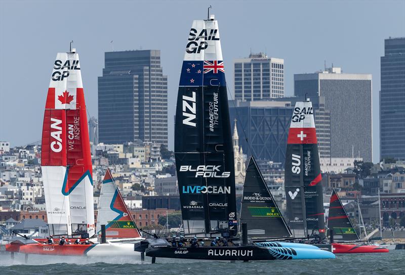 New Zealand leads SailGP Fleet  - Race Day 1 - SailGP Season 4 Grand Final in San Francisco, USA. July 13, 2024 - photo © Samo Vidic/SailGP