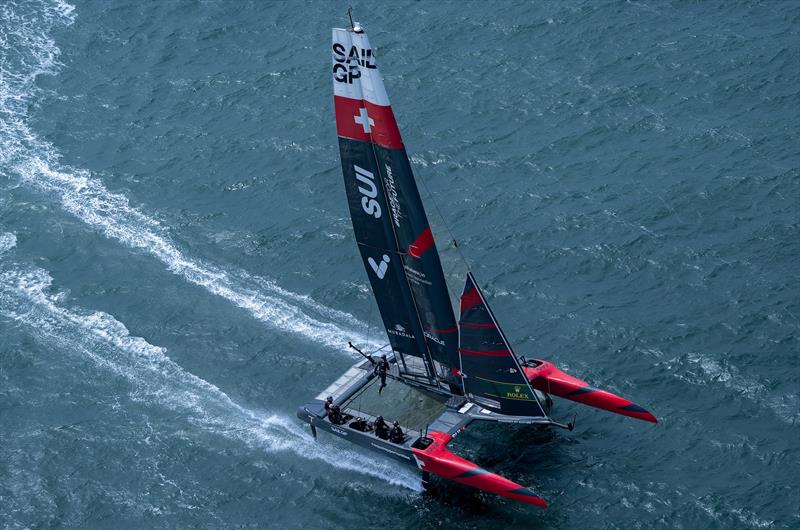 Switzerland SailGP Team helmed by Nathan Outteridge in action on Race Day 1 of the SailGP Season 4 Grand Final in San Francisco, USA - photo © Ricardo Pinto for SailGP