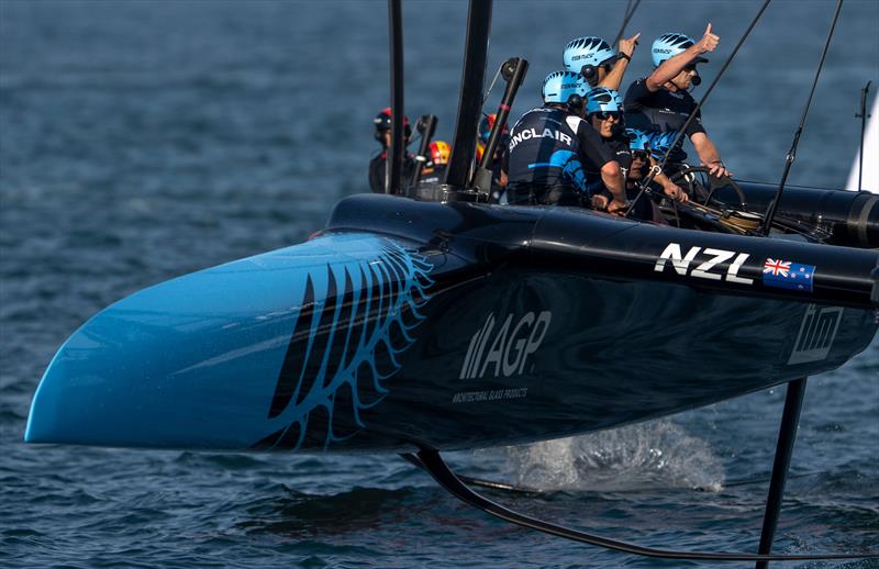 New Zealand SailGP Team helmed by Peter Burling celebrate a race win on Race Day 2 of the Emirates Dubai Sail Grand Prix presented by P&O Marinas in Dubai, UAE - photo © Jon Buckle for SailGP