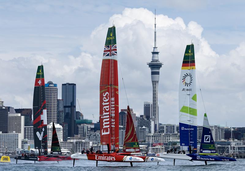 Emirates Great Britain SailGP Team ahead of ITM New Zealand Sail Grand Prix photo copyright SailGP taken at Royal New Zealand Yacht Squadron and featuring the F50 class