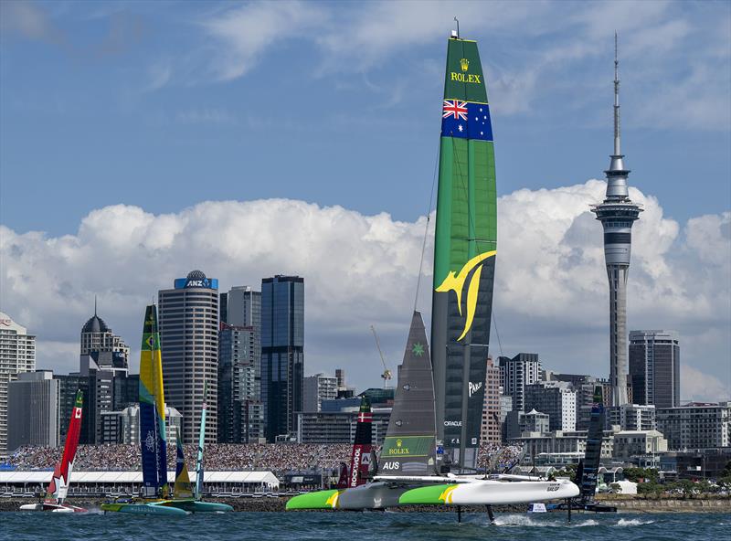 Australia SailGP Team helmed by Tom Slingsby,  on Race Day 1 of The Rolex SailGP Championship ITM New Zealand Sail Grand Prix in Auckland, New Zealand. Saturday 18 January - photo © Ricardo Pinto for SailGP