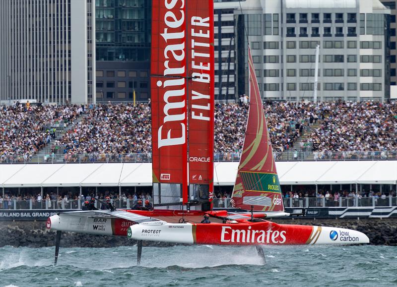 Emirates Great Britain SailGP Team helmed by Dylan Fletcher on Race Day 2 of The Rolex SailGP Championship ITM New Zealand Sail Grand Prix in Auckland photo copyright Felix Diemer for SailGP taken at  and featuring the F50 class