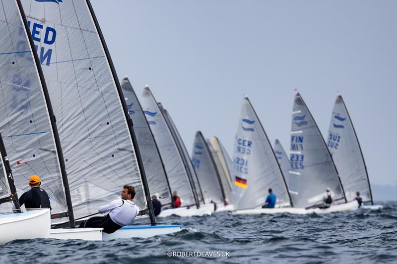 Start Race 1 on day 1 of the 2024 Finn Gold Cup in Aarhus photo copyright Robert Deaves / www.robertdeaves.uk taken at Sailing Aarhus and featuring the Finn class