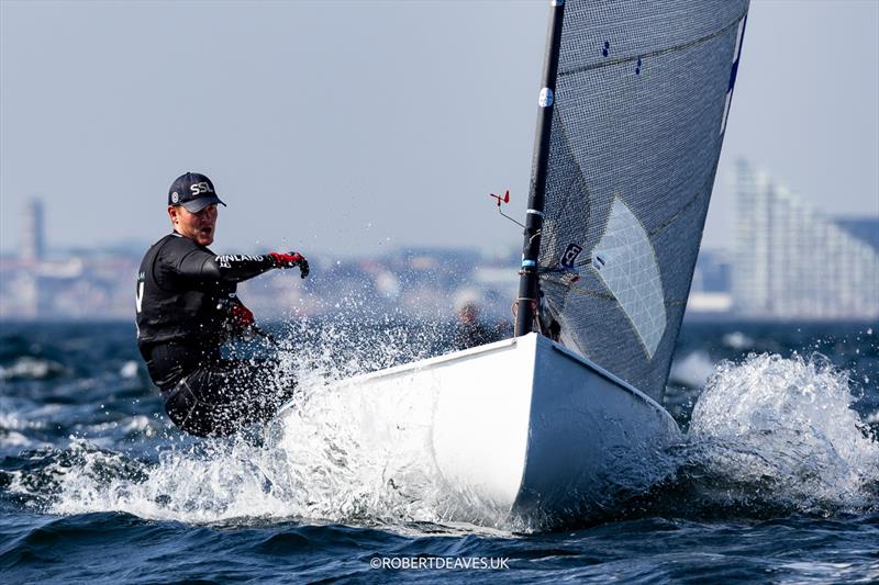 Oskari Muhonen, FIN on day 4 of the 2024 Finn Gold Cup photo copyright Robert Deaves / www.robertdeaves.uk taken at Sailing Aarhus and featuring the Finn class