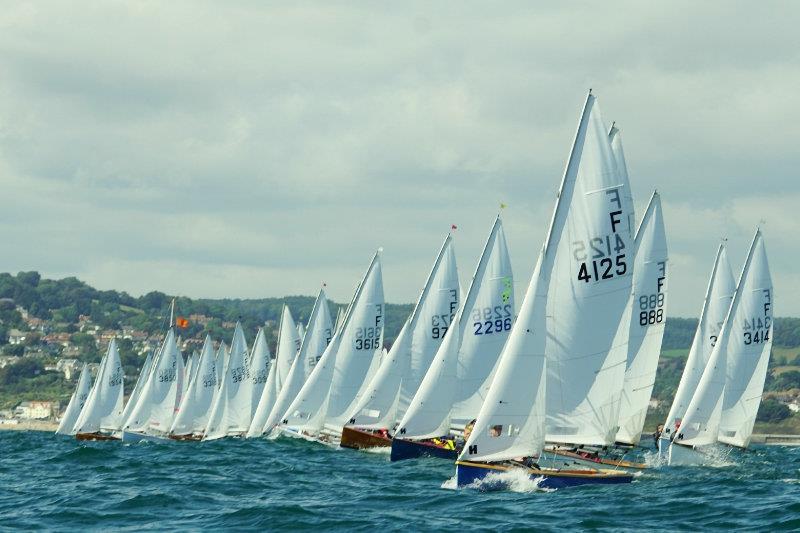 Start line action - Firefly Nationals at Lyme Regis photo copyright NFA taken at Lyme Regis Sailing Club and featuring the Firefly class