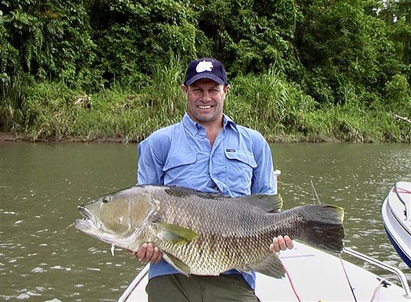 A prized Spot Tail Bass of 20kilo from New Britain Island, Papua New Guinea photo copyright Andrew Ettingshausen taken at  and featuring the Fishing boat class