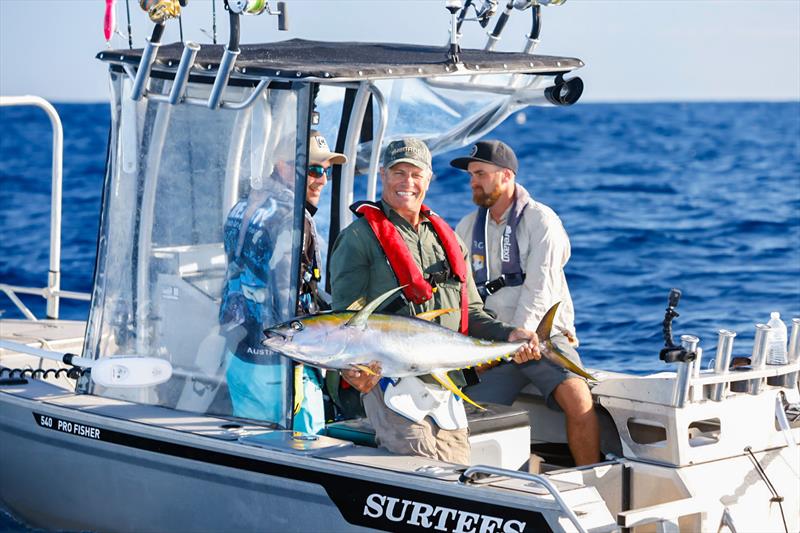 A small Yellowfin Tuna is caught out of ET's 540 Pro Fisher photo copyright Andrew Ettingshausen taken at  and featuring the Fishing boat class