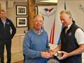 Irish Flying Fifteen East Coast Championship - Alan Balfe collects 2nd prize for the Bronze Fleet from NYC Commodore Peter Sherry with Flying Fifteen Class Captain, Joe Hickey in the background © Cormac Bradley