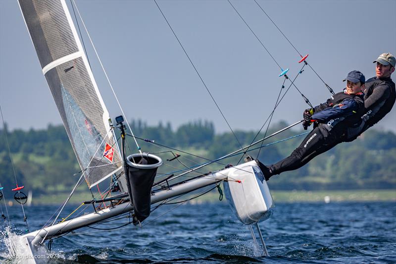 Paul and Arthur Warren sailed superbly in their Falcon F16 during the Rutland Cat Open 2024 photo copyright Gordon Upton / www.guppypix.com taken at Rutland Sailing Club and featuring the Formula 16 class