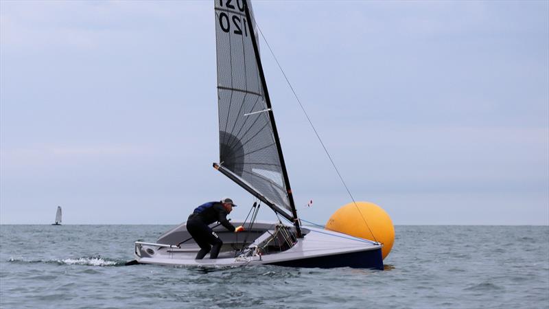 Tom Moore at the gybe mark on his way to victory in race 3 on day 2 of the Hadron H2 Nationals at Brixham - photo © Keith Callaghan