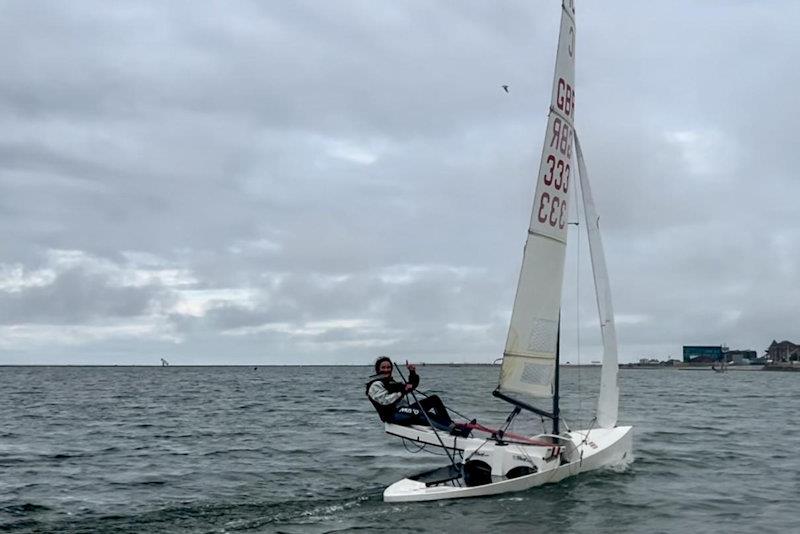 Holly Wright on Day 1 (first sail!) - International Canoe 'Not the Nationals' at West Kirby - photo © Dan Skinner