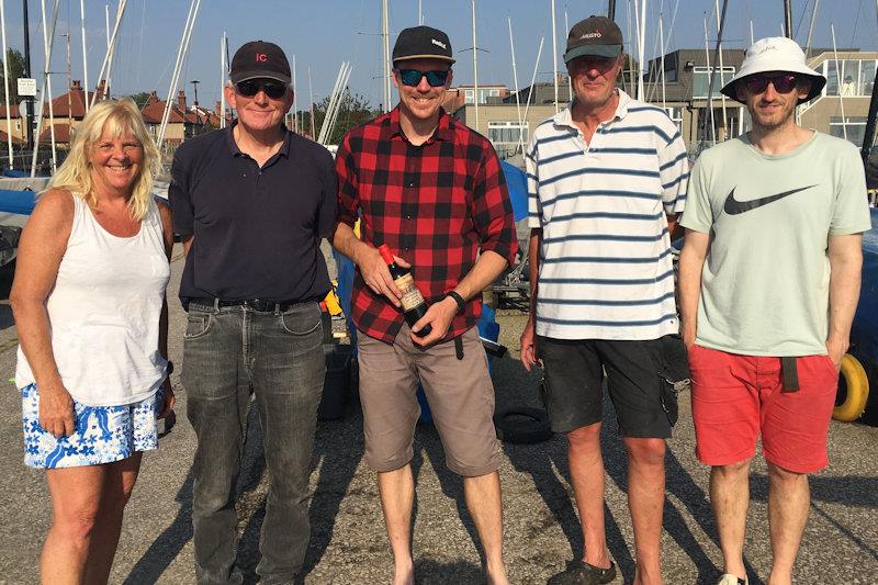 Winners (L-R) Liz Potter, Tony Marston, Pete Smith, Andrew Potter, Dan Skinner  - International Canoe 'Not the Nationals' at West Kirby photo copyright Gareth Owen taken at West Kirby Sailing Club and featuring the International Canoe class