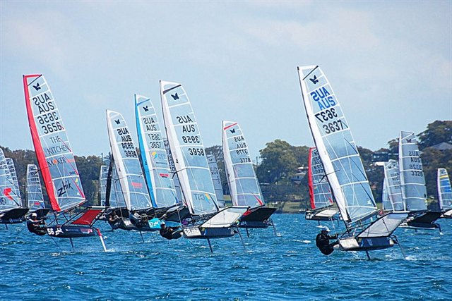 Zhik CST Australian Moth nationals action photo copyright Gavin Hodge taken at Wangi RSL Amateur Sailing Club and featuring the International Moth class