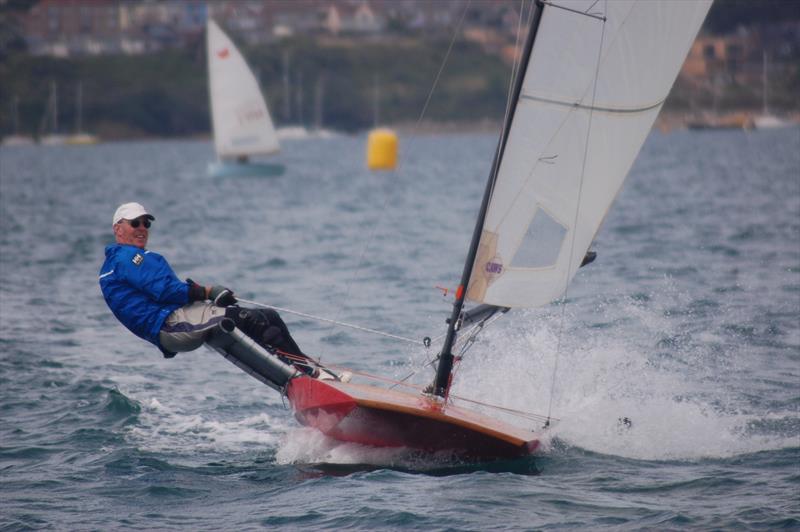 Red Ned, the only Moth Scow entered for the event, on day 1 - Lowrider International Moth UK National Championship photo copyright Dougal Henshall taken at Weymouth & Portland Sailing Academy and featuring the International Moth class