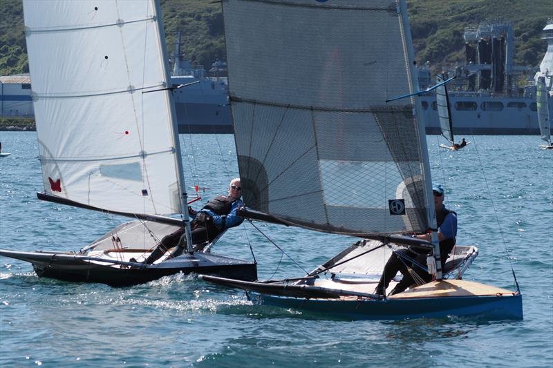 After a long race these two boats were this close on the line - Lowrider International Moth UK National Championship day 2 photo copyright Dougal Henshall taken at Weymouth & Portland Sailing Academy and featuring the International Moth class