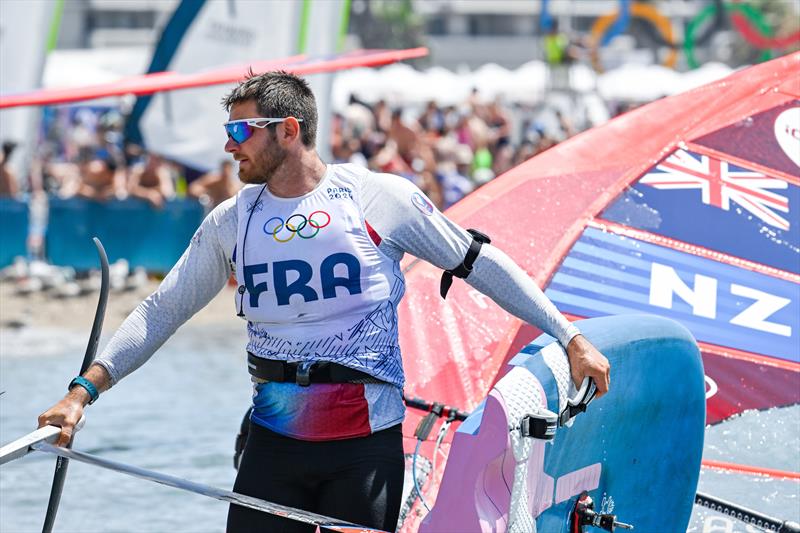 Nicolas Goyard (FRA) iQFoil on July 29 in Marseille at the Paris 2024 Olympic Regatta - photo © World Sailing / Jean-Louis Carli