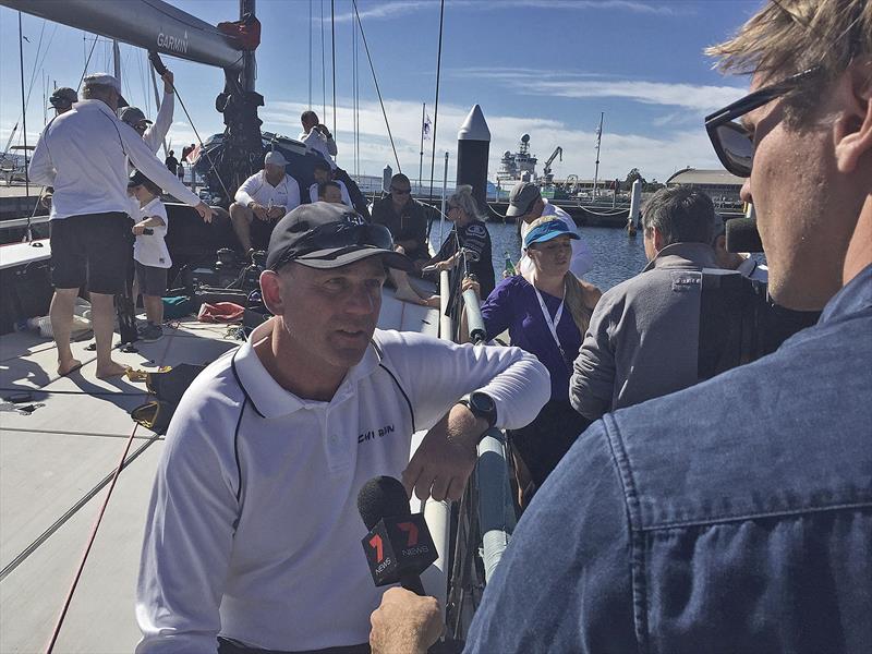 Matt Allen being interviewed about his likelihood of an overall win in the RSHYR. - photo © Crosbie Lorimer