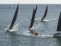 IRC 1 Racing in Falmouth Bay turning on an innovative MarkSetBot during Falmouth Sailing Week © Mike Postons