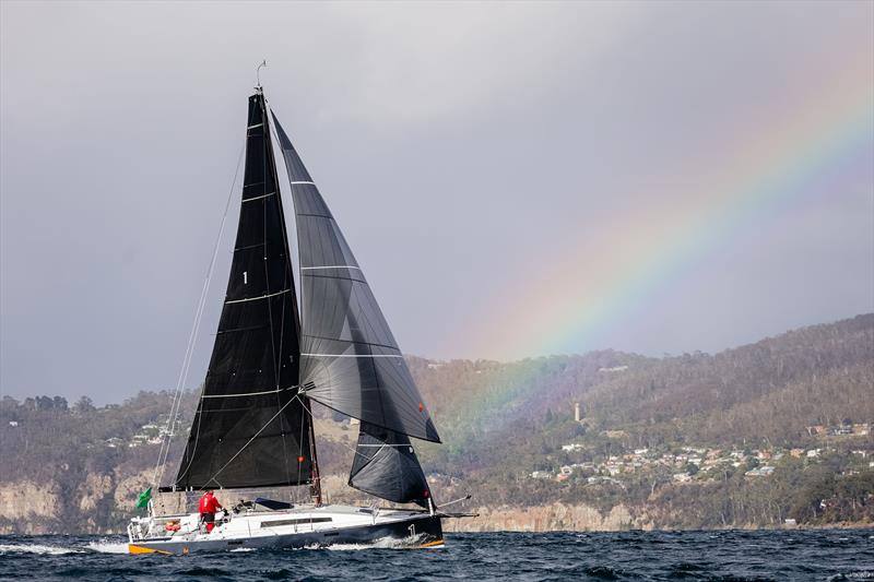 Mistral sailing into Hobart during the 2023 Rolex Sydney Hobart Yacht Race - photo © CYCA | Salty Dingo