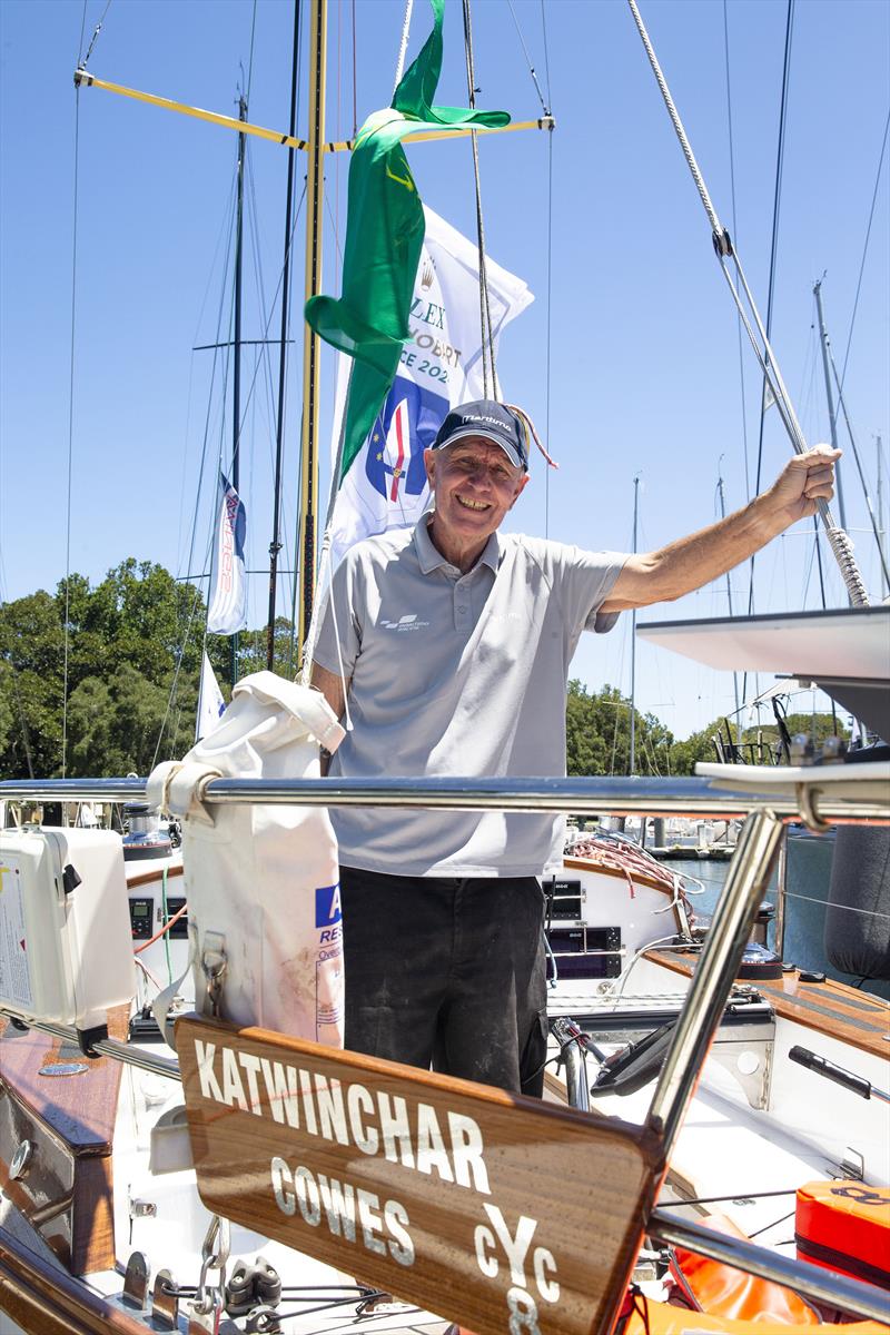 Michael Spies (co-skipper) standing on Maritimo Katwinchar photo copyright RSHYR | Ashley Dart taken at Cruising Yacht Club of Australia and featuring the IRC class