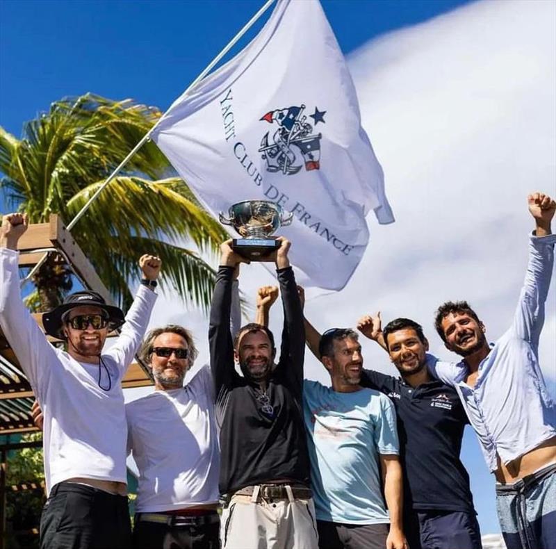 Cocody lifts the Yacht Club de France Trophy photo copyright Arthur Daniel / RORC taken at Cruising Yacht Club of Australia and featuring the IRC class