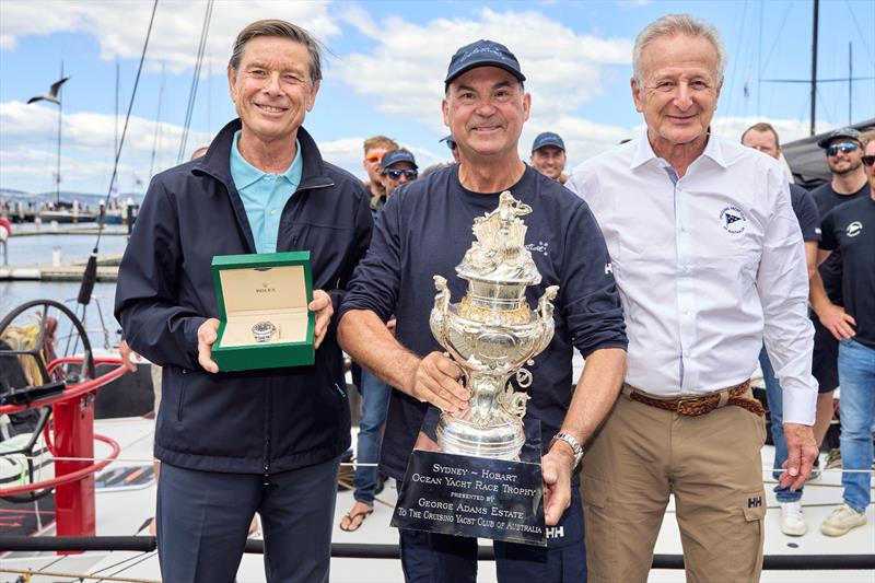 Laurent Delannay, Rolex SASam Haynes, owner of CELESTIAL and Commodore of CYCA David Jacobs, Vice Commodore of CYCA - Rolex Sydney Hobart Yacht Race - Tattersall Cup - photo © Carlo Borlenghi / ROLEX