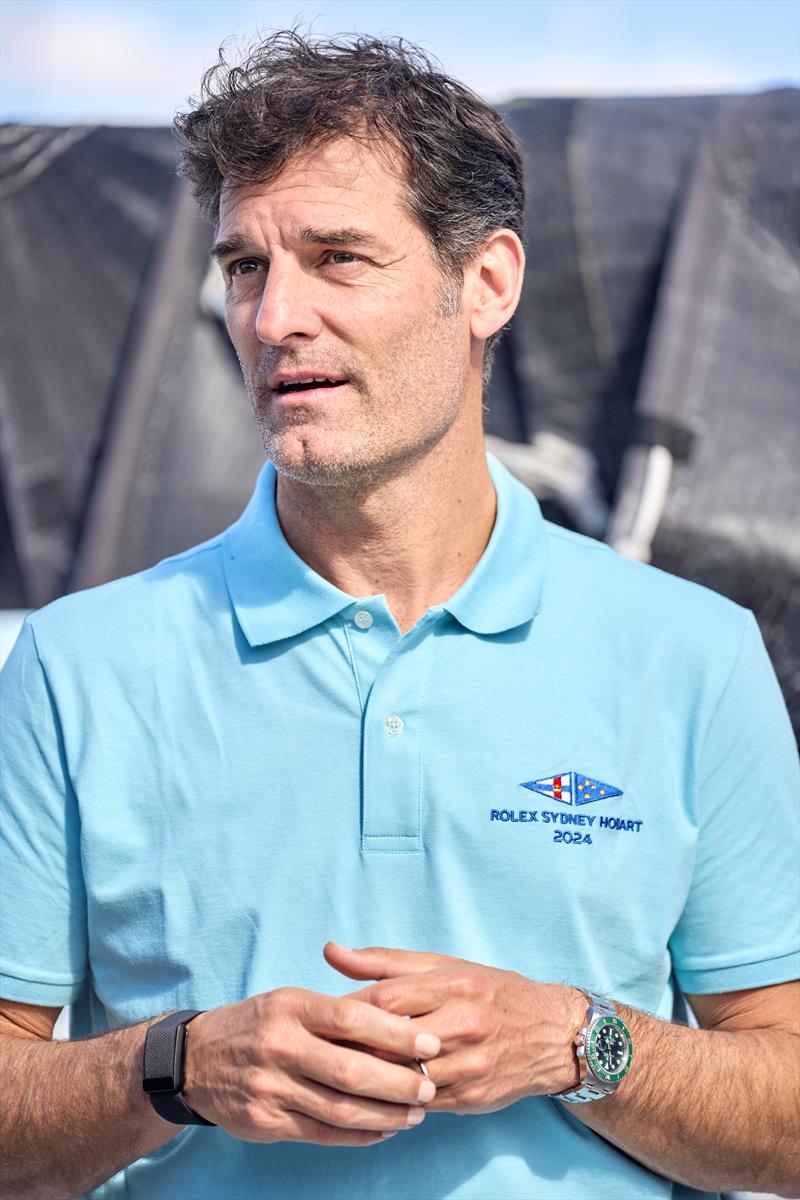 Mark Webber, Rolex testimonee, attends the Rolex race village in Hobart at the Rolex Sydney Hobart Yacht RaceOnboard Celestial - photo © Carlo Borlenghi / ROLEX