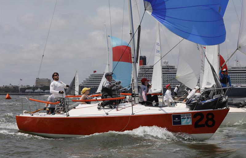 Tyler Benjamin's J/24 Orange Crush surfs down a wave at Sperry Charleston Race Week 2017 - photo © Charleston Race Week / Tim Wilkes