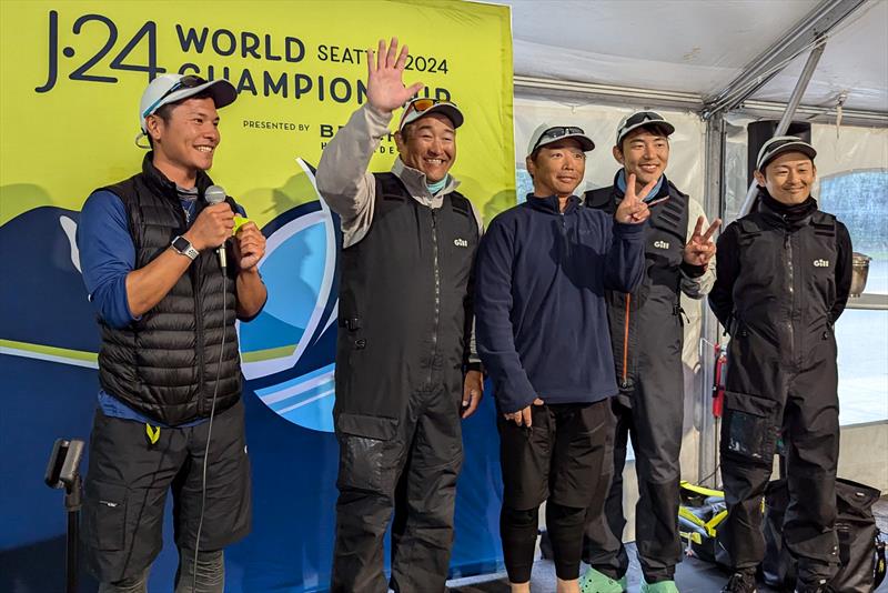 J/24 World Championship in Seattle - race 1 winners, Nobuyuki Imai, Taiga Nakagawa, Kosuke Demichi, Yuji Nishihata, and Koki Miwa - photo © Jay Leon