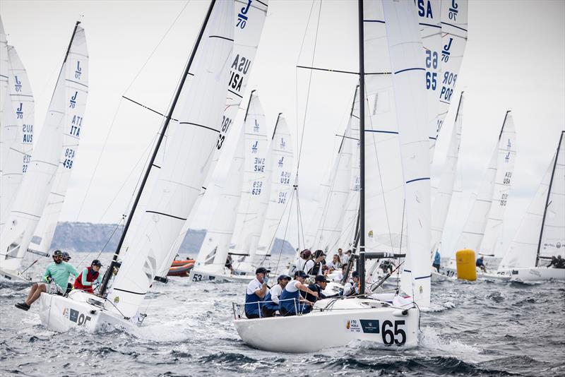 Fleet sailing today on the Bay of Palma in the Sandberg Estates J/70 Worlds - photo © SailingShots by María Muiña