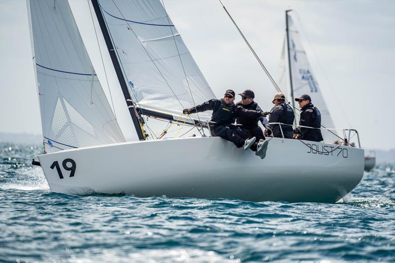 Rod Warren's Joust sits fourth overall after Day 1 -  - Victorian J70 State Championships photo copyright Alex Dare, Down Under Sail taken at Blairgowrie Yacht Squadron and featuring the J70 class