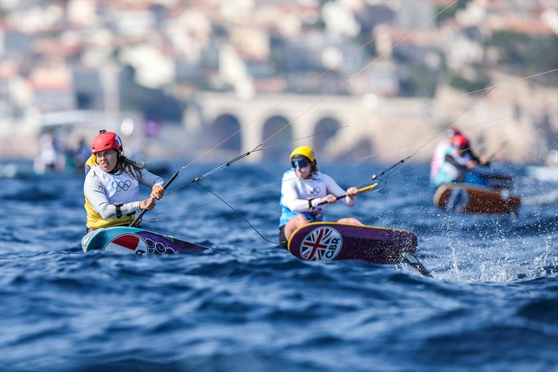 Women's Kite Final Race 1 at the Paris 2024 Olympics photo copyright World Sailing / Lloyd Images taken at  and featuring the Kiteboarding class