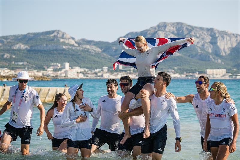 Ellie Aldridge (GBR) wins Women's Kite gold at the Paris 2024 Olympics photo copyright World Sailing / Jean-Louis Carli taken at  and featuring the Kiteboarding class