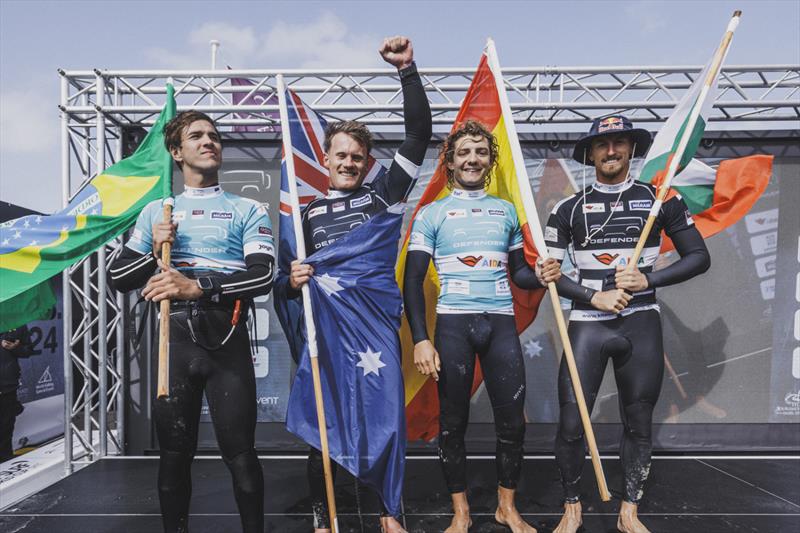 Men's podium - 2024 Defender GKA Kite-Surf World Cup  photo copyright Lukas K Stiller taken at  and featuring the Kiteboarding class