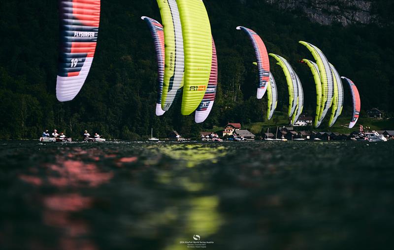 An array of new colours and new kite designs on the race track - 2024 KiteFoil World Series Austria - photo © IKA media/ Robert Hajduk