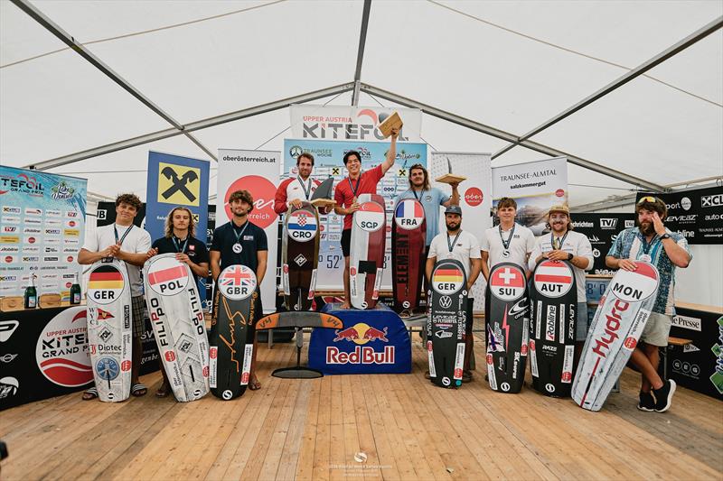 The Men's podium - 2024 KiteFoil World Series Austria - photo © IKA Media / Robert Hajduk