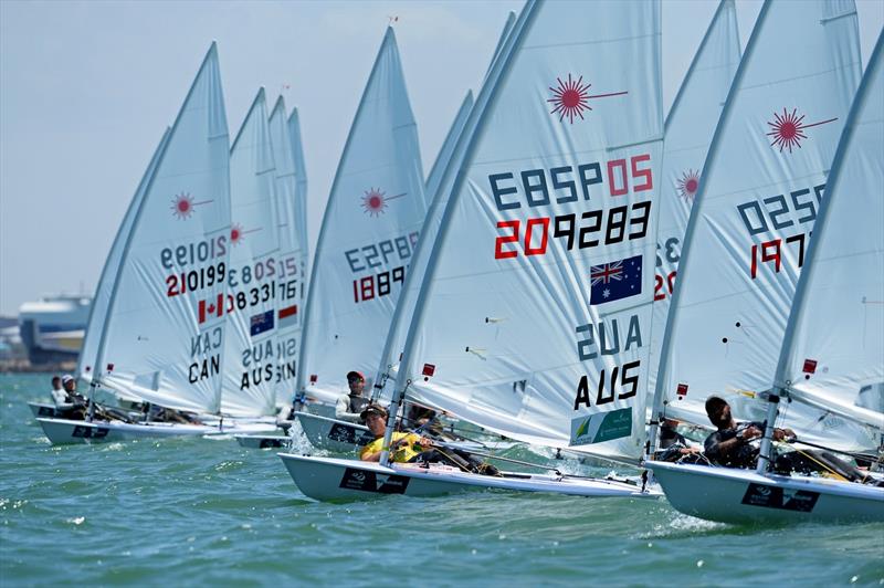 Lasers on day 2 of ISAF Sailing World Cup Melbourne - photo © Sport the library / Jeff Crow