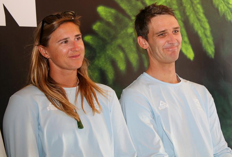 Molly Meech and Tom Saunders speak to the media ahead of the start of the Paris 2024 Olympic Games - photo © Eduan Roos - YNZ